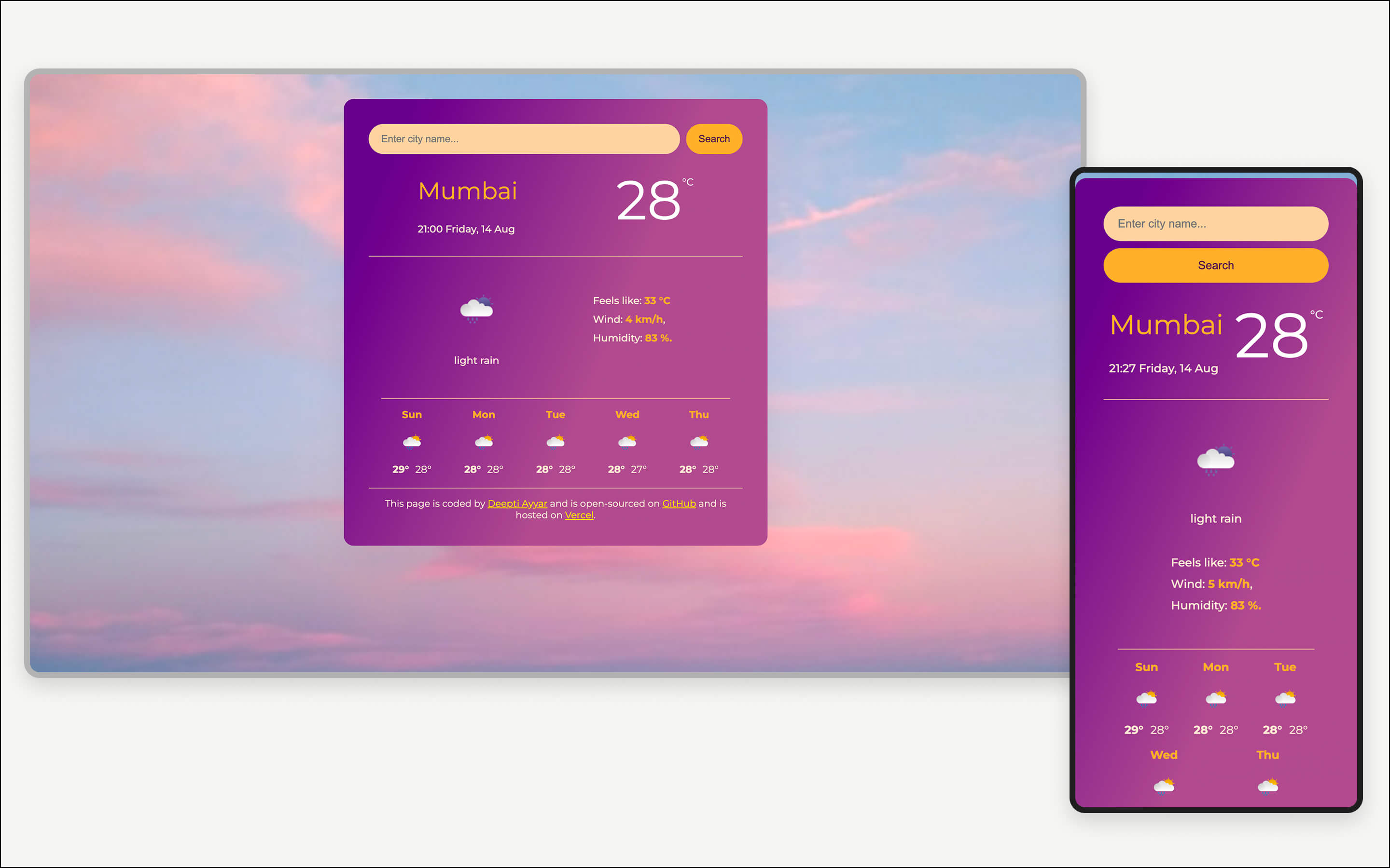 Preview of the Weather app